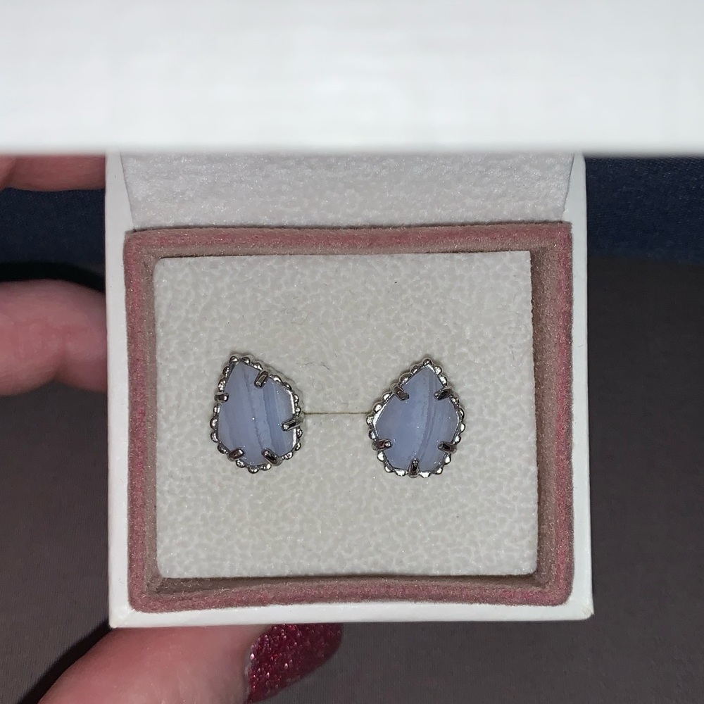 Kendra Scott blue teardrop studs. WORN ONCE